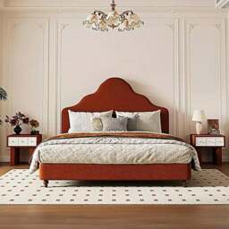 Rackhams Elara Double Bed, King Size, Super King Size, Flannelette - Red - King Size - thumbnail 1