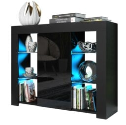 Rackhams Sophisticated 97.5cm Cabinet Cupboard TV Stand – Black High Gloss with Free LED - 97.5cm  - Black Matt Body & Black Gloss Doors -  MDF/Chipboard - thumbnail 3