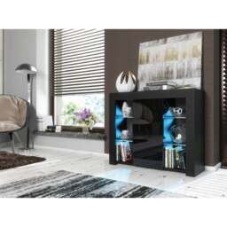 Rackhams Sophisticated 97.5cm Cabinet Cupboard TV Stand – Black High Gloss with Free LED - 97.5cm  - Black Matt Body & Black Gloss Doors -  MDF/Chipboard - thumbnail 4