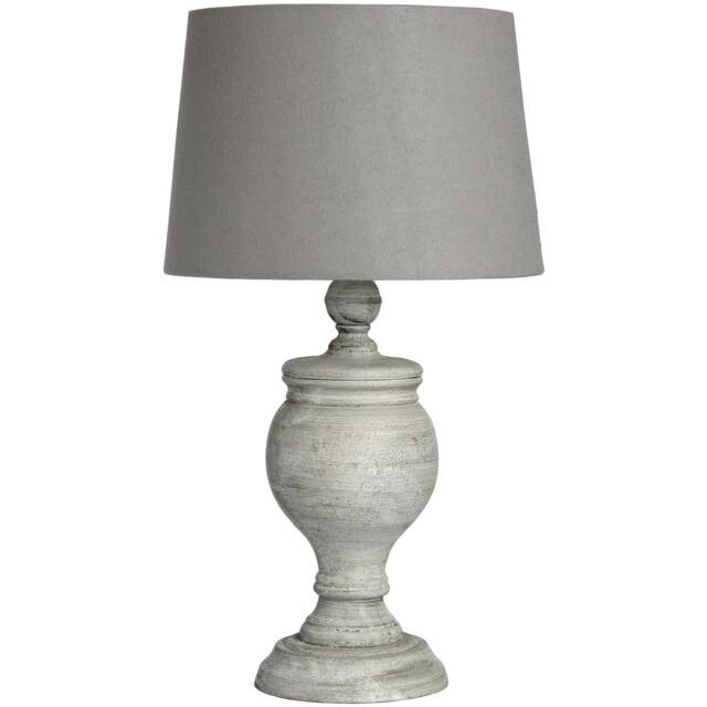 Rackhams Uthina Table Lamp (UK Plug) - White, Grey - H32 x W30 x D30cm - White, Grey - 100% Wood - image 1