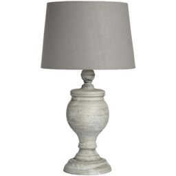 Rackhams Uthina Table Lamp (UK Plug) - White, Grey - H32 x W30 x D30cm - White, Grey - 100% Wood - thumbnail 2