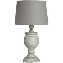 Rackhams Uthina Table Lamp (UK Plug) - White, Grey - H32 x W30 x D30cm - White, Grey - 100% Wood