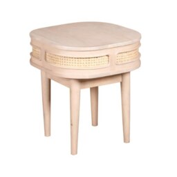 Rackhams Carlester Cane And Wood Bedside Table - Wood - 1 - 50X50X55cm (LXDXH) - thumbnail 3