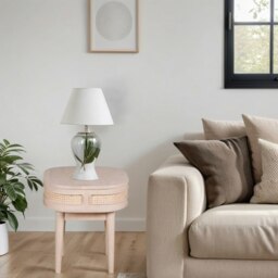 Rackhams Carlester Cane And Wood Bedside Table - Wood - 1 - 50X50X55cm (LXDXH) - thumbnail 6