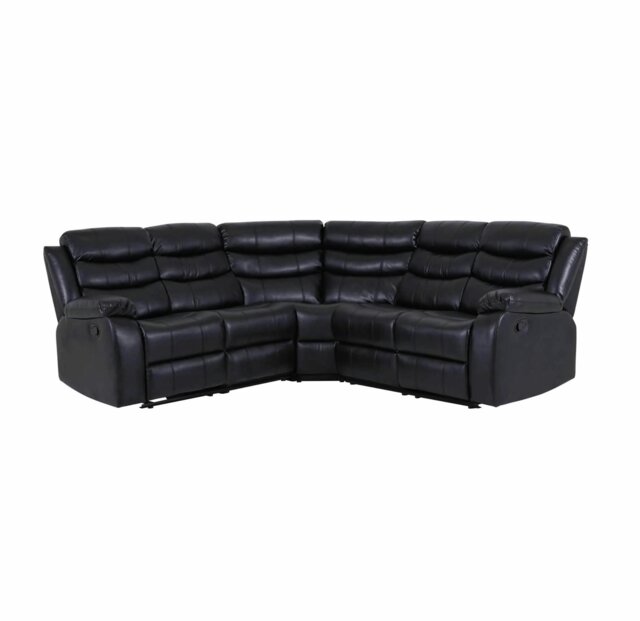 Rackhams Roma Leather Black 4-5 Seater Corner Recliner Sofa in Black - Corner Suite - image 1