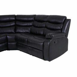 Rackhams Roma Leather Black 4-5 Seater Corner Recliner Sofa in Black - Corner Suite - thumbnail 5