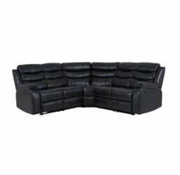 Rackhams Roma Leather Black 4-5 Seater Corner Recliner Sofa in Black - Corner Suite - thumbnail 1