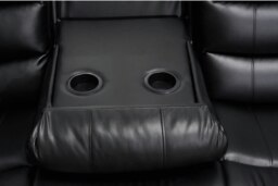 Rackhams Roma Leather Black 4-5 Seater Corner Recliner Sofa in Black - Corner Suite - thumbnail 6