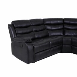 Rackhams Roma Leather Black 4-5 Seater Corner Recliner Sofa in Black - Corner Suite - thumbnail 4