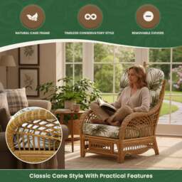 Rackhams Portofino Cane Single Chair - Rose - thumbnail 5