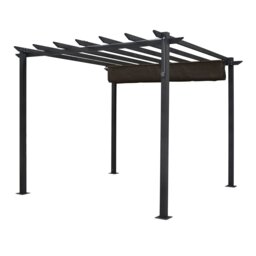 Rackhams Aluminium Pergola with Retractable Polyester Roof - Gun-Metal Grey - 4m x 3m - thumbnail 6