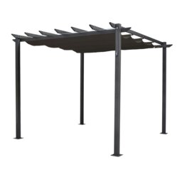 Rackhams Aluminium Pergola with Retractable Polyester Roof - Gun-Metal Grey - 4m x 3m - thumbnail 5