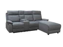 Rackhams Sorento Recline Left Hand Corner 3 Seater Fabric Sofa in Grey or Cream - Cream - thumbnail 2