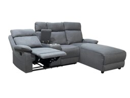 Rackhams Sorento Recline Left Hand Corner 3 Seater Fabric Sofa in Grey or Cream - Cream - thumbnail 3