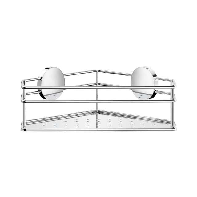Rackhams Polished Chrome Stainless Steel Corner Shower Basket Self Adhesive Wall Mounted - image 1