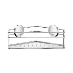 Rackhams Polished Chrome Stainless Steel Corner Shower Basket Self Adhesive Wall Mounted