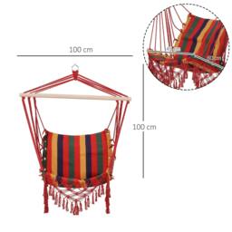 Rackhams Hammock Chair Swing Colourful Striped Tree Hanging Seat Porch Indoor Outdoor Fabric Garden Furniture - thumbnail 3