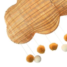 Rackhams Cloud Shaped Childrens Rattan Pendant Light Shade with Pom Pom Balls - thumbnail 4
