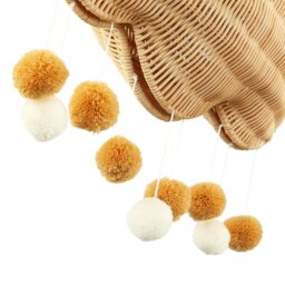 Rackhams Cloud Shaped Childrens Rattan Pendant Light Shade with Pom Pom Balls - thumbnail 3