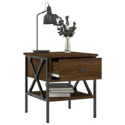Rackhams Bedside Tables 2 pcs Brown Oak 40x42x45 cm Engineered Wood - Brown - Engineered wood, iron - thumbnail 4