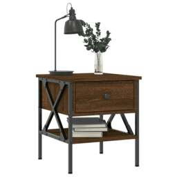 Rackhams Bedside Tables 2 pcs Brown Oak 40x42x45 cm Engineered Wood - Brown - Engineered wood, iron - thumbnail 3
