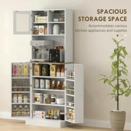 Rackhams Two-Part Kitchen Storage Cabinet - White - thumbnail 4
