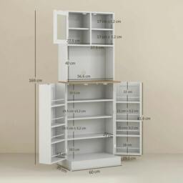 Rackhams Two-Part Kitchen Storage Cabinet - White - thumbnail 3