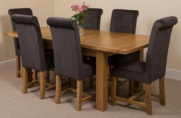 Rackhams Seattle Oak Extending Dining Table with Washington Fabric Chairs - 6 chairs - Beige - thumbnail 3