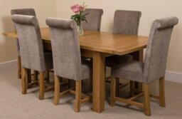 Rackhams Seattle Oak Extending Dining Table with Washington Fabric Chairs - 6 chairs - Beige - thumbnail 2