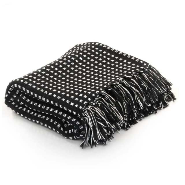 Rackhams Throw Cotton Squares 125x150 cm Black