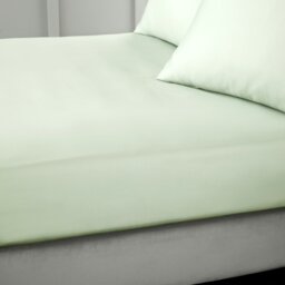 Rackhams 400 Thread Count Cotton Sateen Fitted Sheet - Green - Single - thumbnail 1