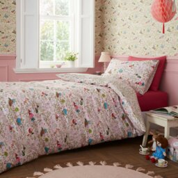 Rackhams Fairytale Reversible Cotton Duvet Cover Set Pink - Single - Pink - thumbnail 1