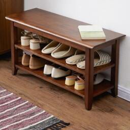 Rackhams S1412 Shoe Storage Bench, Oak - S - Oak With Seat Pad - thumbnail 4