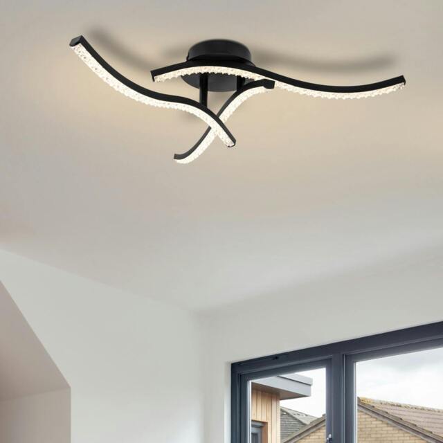 Rackhams Kenworth 3 Light Integrated LED Wavy Ceiling Light - Matt Black - image 1