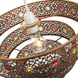 Rackhams Antique Bronze Acrylic Gem Moroccan Style Triple Tier Pendant Lighting Shade - thumbnail 4