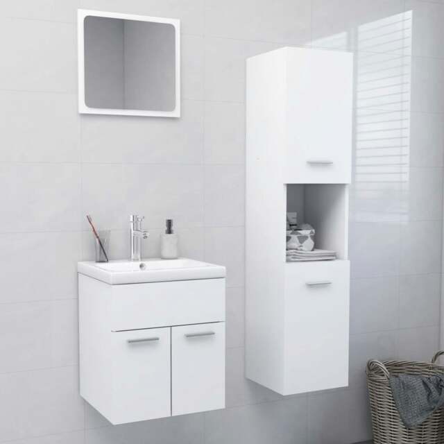 Rackhams Bathroom Furniture Set White Engineered Wood