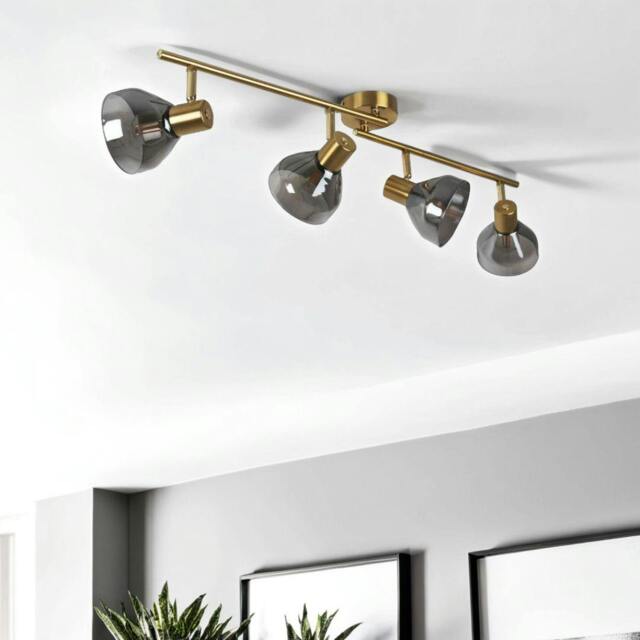 Rackhams Fosco 4 Light Split Bar Brass Spot Ceiling Light - image 1