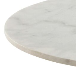 Rackhams Corby Round Dining Table with White Polished Marble Top & Black Base - Brown - No - White - thumbnail 3