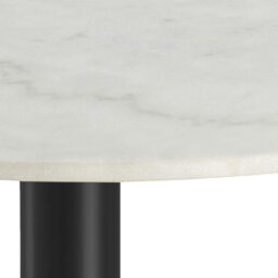 Rackhams Corby Round Dining Table with White Polished Marble Top & Black Base - Brown - No - White - thumbnail 4