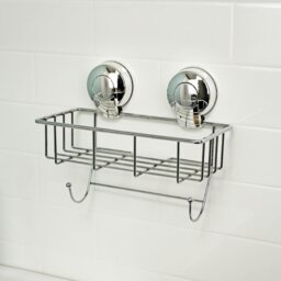 Rackhams Suctionloc Chrome Steel Suction Wall Mounted Sponge Basket