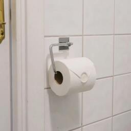 Rackhams Chromed Stainless Steel Toilet Roll Holder Self Adhesive Bathroom Wall Mounted - thumbnail 4
