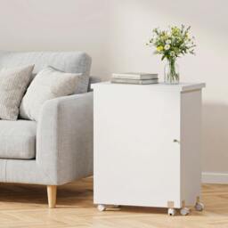 Rackhams Folding Sewing Table Rolling Craft Table with Drop Leaf Wheels - White - thumbnail 1