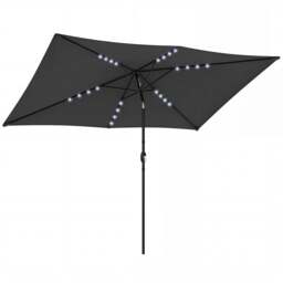 Rackhams 3 x 2 m Garden Parasol Umbrella with Light, Outdoor Patio Umbrella - Dark Grey - thumbnail 3