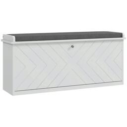 Rackhams 10-Shoe Storage Bench, with Padded Top Seat - White/Grey - thumbnail 1