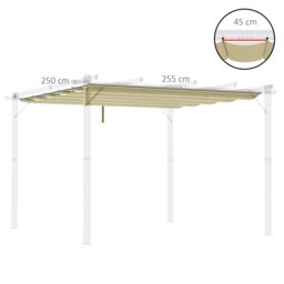 Rackhams Pergola Shade Cover Replacement Canopy for 3 x 3(m) Pergola, Beige - Dark Grey - Polyester - 250L x 255W cm - thumbnail 6
