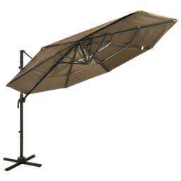Rackhams 4-Tier Parasol with Aluminium Pole Taupe 3x3 m