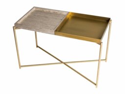 Rackhams Iris Twin Tray Side Tables - Weathered Oak - Gun Metal - thumbnail 3