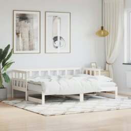 Rackhams Daybed with Trundle White 90x190 cm Solid Wood Pine