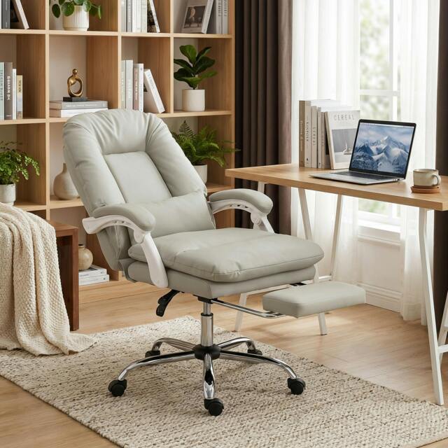 Rackhams Reclining Office Chair, Desk Chair with Lumbar Support - Khaki - image 1