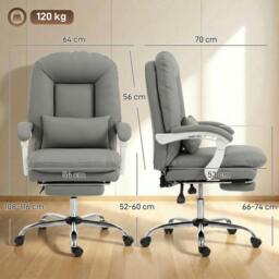 Rackhams Reclining Office Chair, Desk Chair with Lumbar Support - Khaki - thumbnail 4